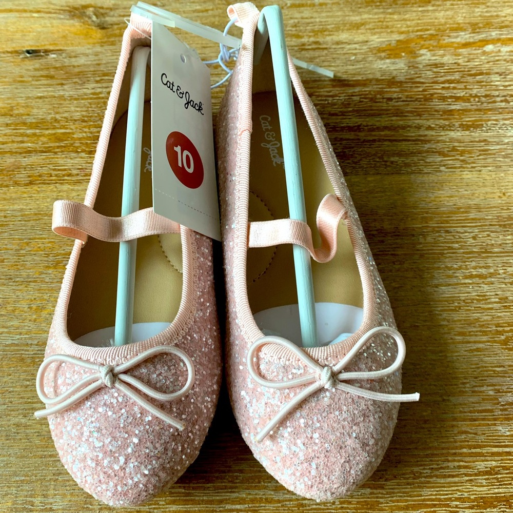 NWT, Pink glitter ballet fats little girls 10.